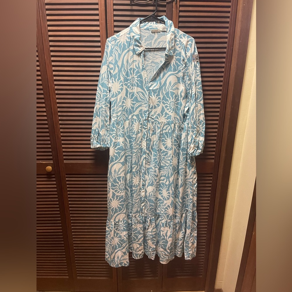 Nicole Miller Tiered Midi Shirt Dress Size XL